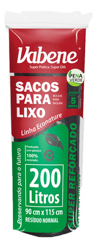 Saco De Lixo Preto Super Resistente Reforçado Vabene Pacote