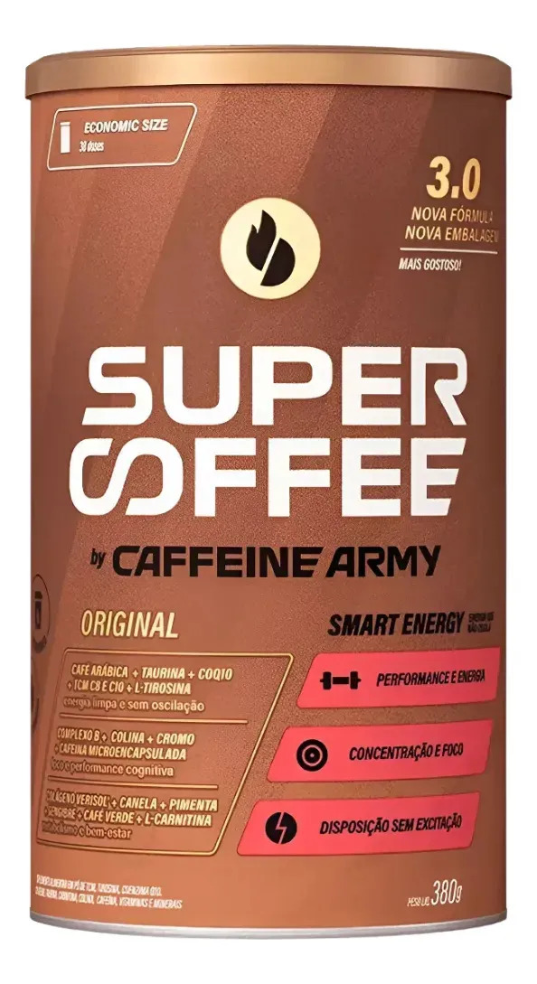 Suplemento en pó Caffeine Army Supercoffee Economic Size Cafeína de SuperCoffee sabor original x 380g