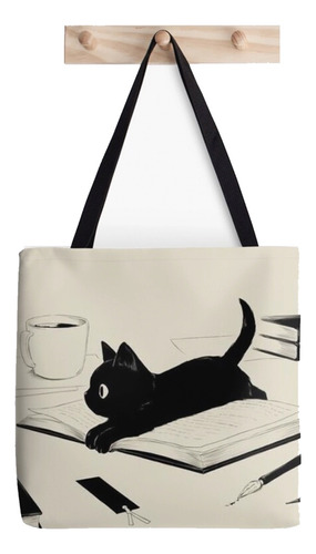 Bolsa De Tela Tote Bag Amante De Libros Jane Austen Books Color Cute Book Cat