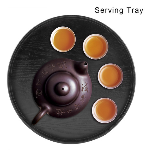 Bandeja De Té De Madera Para Servir Plato Redondo De Madera