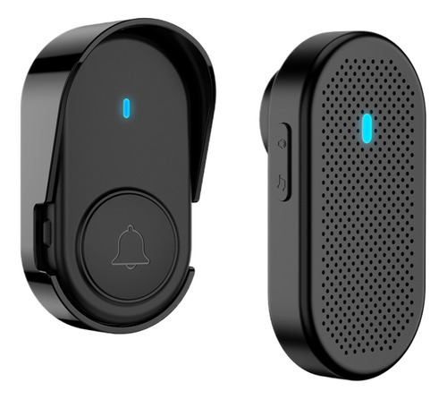 Timbre Inalámbrico Impermeable Con Luz Led 1 Transmiso 1 Rec Negro