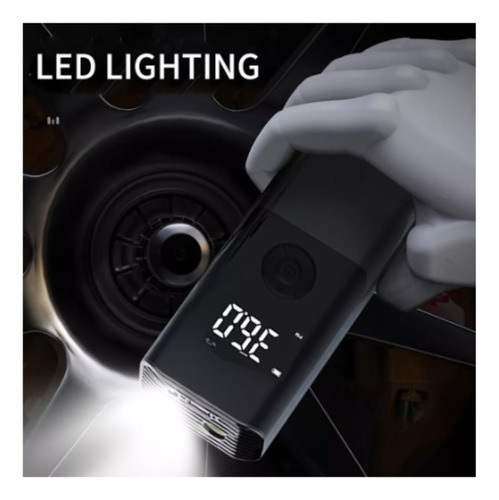 Mini Compresor Aire Electrico Recargable Auto Moto Bici Luz Negro 50/60 Monofásica