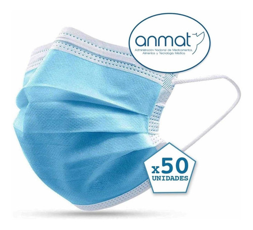 Barbijos Descartables Con Anmat Quirurjico Clip Nasal X50
