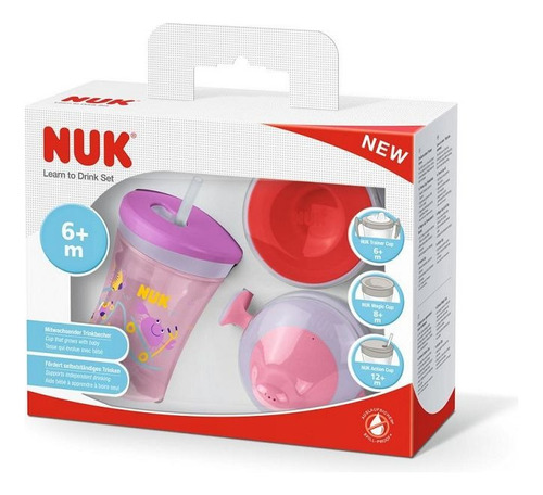 Set Nuk Evolution Cups Vaso + Boquillas Color Rosa