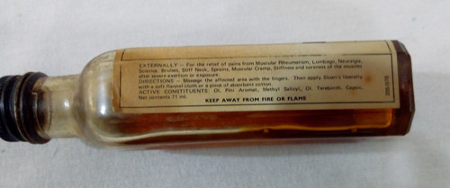Botella Antigua. Medicinal Sloans Liniment. England (Usado)