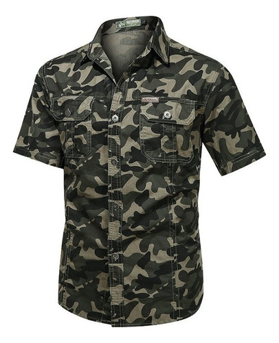 Camisa De Manga Corta De Camuflaje Militar For Hombre .