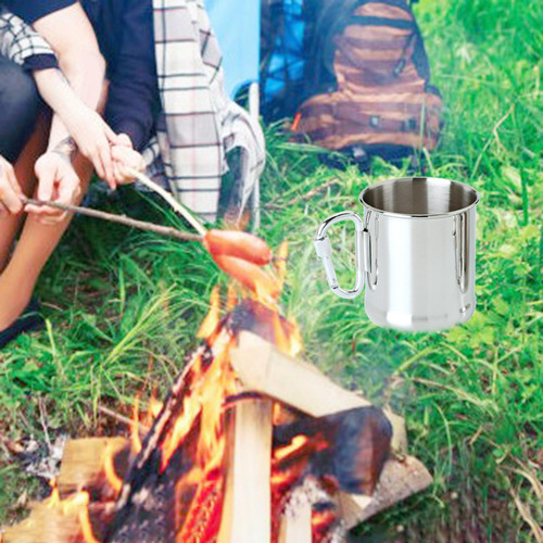 Camping Tazas Dobles Calentar Mosquetón Mango Taza Para