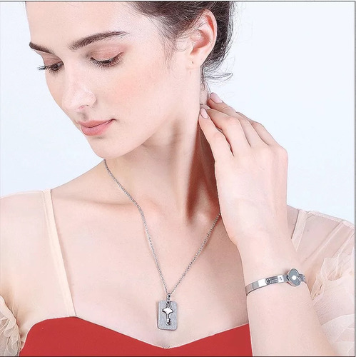 Pulsera Brazalete Pareja Con Llave Corazón Acero Inoxidable
