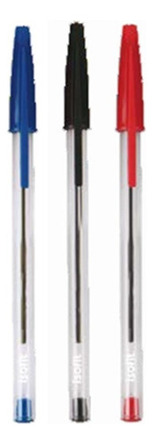 Pack 25x Lápiz Pasta Punta Fina Cristal Tinta Rojo Exterior Transparente