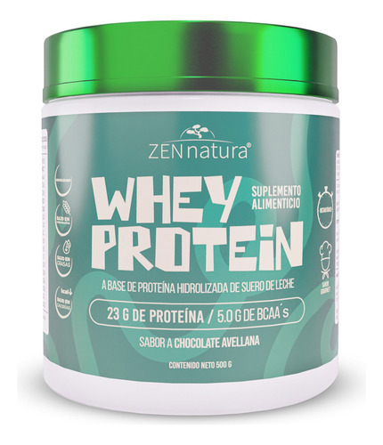 Whey Protein 23 G Proteina 5 G Bcaa De 500 Gr Chocolate Sabor CHOCO AVELLADA