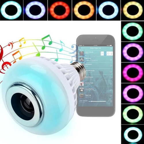 Imagen 2 de 9 de Ampolletas Led Con Parlante Bluetooth Rgb + Control Tik Tok