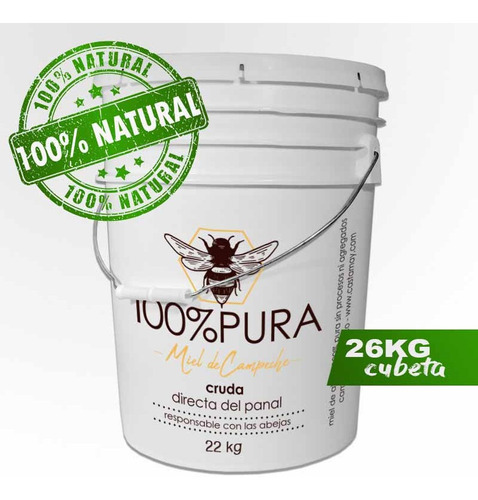 Miel De Abeja Cruda 100% Natural Cubeta 26kg Envío Gratis