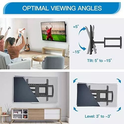 Soporte de pared de esquina para televisor: soporte de pared giratorio de  movimiento completo diseñado para instalaciones de esquina, patrón VESA 400