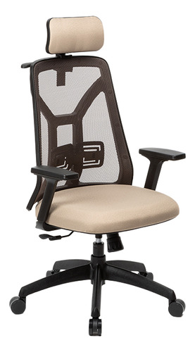 Silla de escritorio Portantino Tokio con apoyacabezas ergonómica  negra y vison con tapizado de mesh