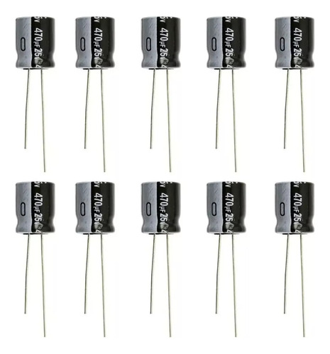 Capacitor Electrolítico 470uf 25v 8x12mm - Pack 10 Unidades