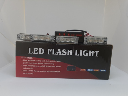 Imagen 5 de 5 de Luces Estrobos Policía Flas 12 Led Azul Y Rojo 3 Juegos