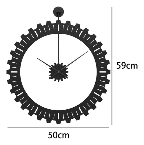 Reloj De Pared Con Forma De Engranaje Reloj Negro 50cmx59cm