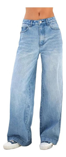 Jeans Anchos Sueltos De Cintura Alta