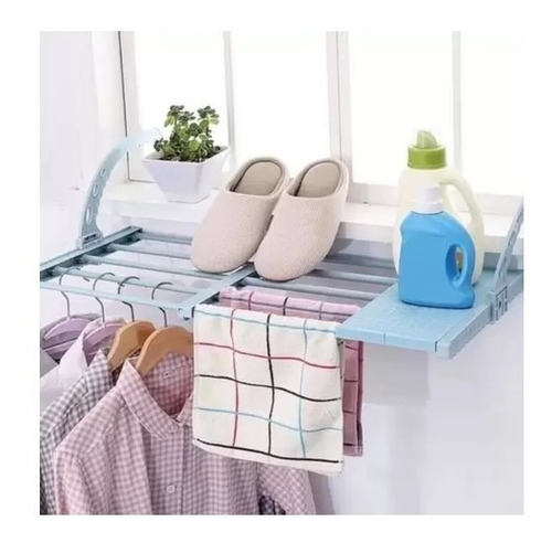 Imagem 1 de 6 de Varal Portátil Branco Grande 68 X 40 Cm Sacada Box Janela