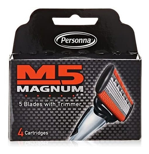 Personna M5 Magnum Hojas De Afeitar Con Recortador, 4 Ct Ref