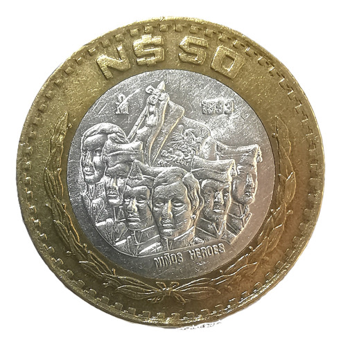 Moneda 1993 Bimetalica Niños Héroes 50 Nuevos Pesos