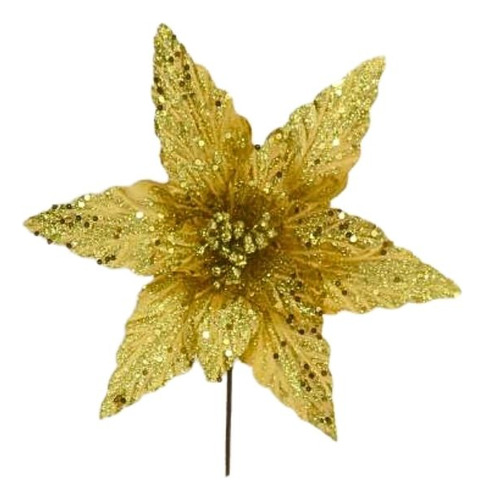 Flor De Navidad 33cmx50cm Color Dorado