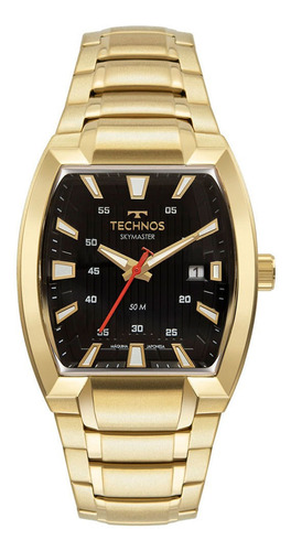 Relógio Masculino Technos Skymaster Dourado Garantia 1 Ano Cor do fundo Preto