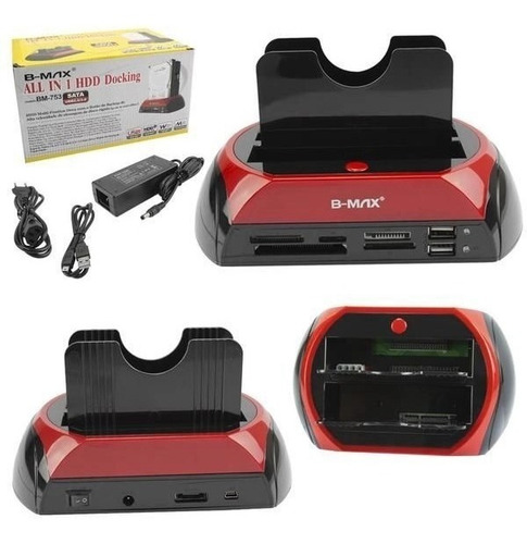 B-Max Leitor Usb Dock Station - Vermelho/Preto