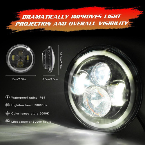 Para Faro De 7 Pulgadas Faro De 7 Led Faros De Luna