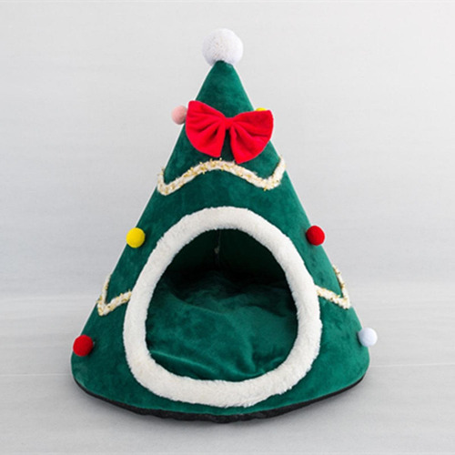 Cama Para Gatos Con Forma De De Navidad, Casa Semicerrada, S