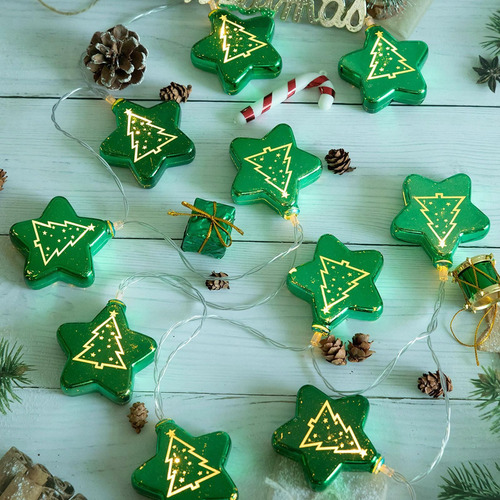 Cadena De Estrellas De Navidad, Adorno De Navidad Verde