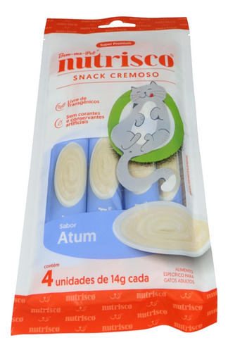 Snack Cremoso Nutrisco Gatos 14g Atum C/ 4 Unid - Kit Com 3