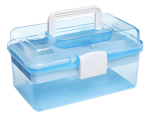 Caja De Almacenamiento Portátil De Plástico Azul Transparent