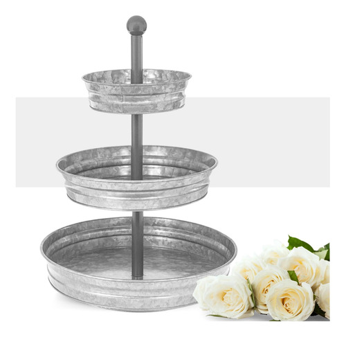 3 Niveles Siring Galvanized Metal Cocina Cansada Stand De De