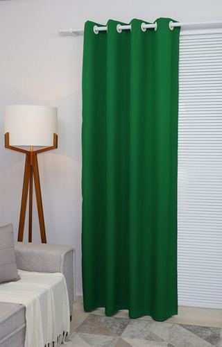 Cortina Sala/quarto Oxford 150x280 Para Varão Cor Verde-bandeira