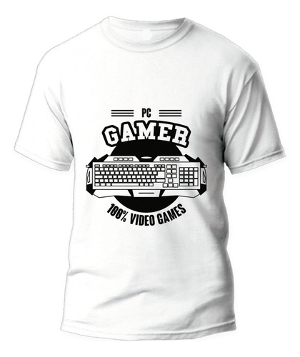 Playera Pc Gamer Teclado Computadora Hombre Cuello Redondo 