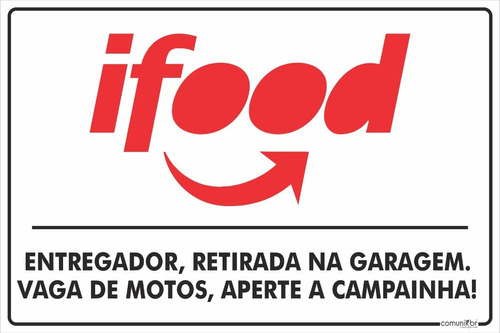 Placa Aviso Para Entregadores Delivery Garagem Ifood 30x20cm