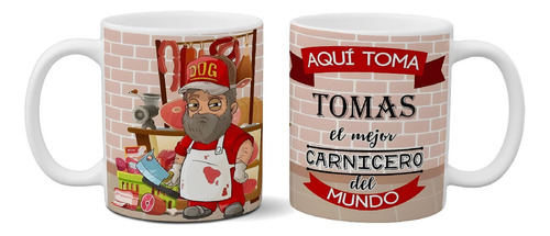 Taza De Cerámica Personalizada Con Tu Nombre  - Carnicero -