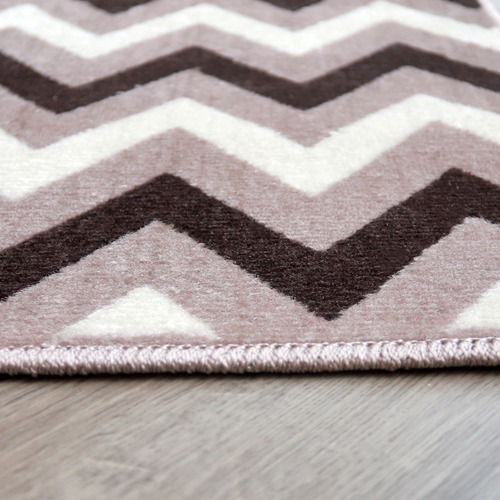 Imagen 4 de 6 de Alfombra Carpeta Moderna Zig Zag Costado Cama 50x80 Tierra