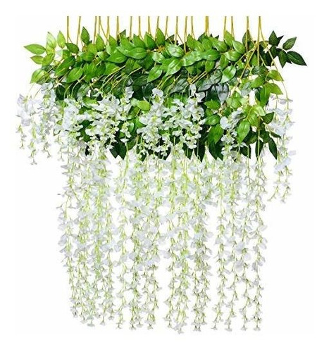 Plantas Artificiales Colgantes Perlas 8 Pzs Color Blanco Ofe