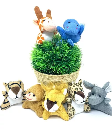 Jogo 50mini Chaveiros Animais De Pelucia 6cm Safari Selva