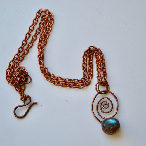 Collar Espiral Piedra Preciosa Labradorita, Cobre, Cod1
