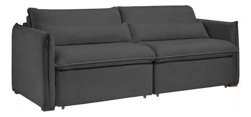 Sofá Cama 3 Lugares Aurora Retrátil Veludo Cinza - Celflex