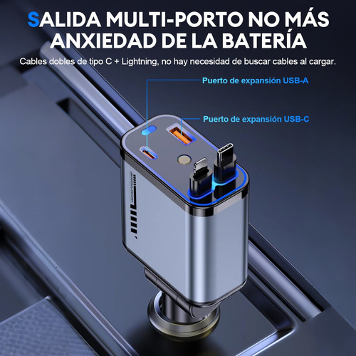 4 En 1 Cargador Retráctil De Coche De Carga Rápida De 120w