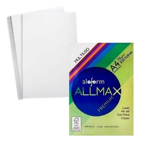 Papel A4 All Max Sulfite Caixa C/500 Folhas Sulfite Premium Cor Branco