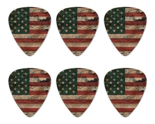 Púas De Guitarra Rusticas Con Bandera Americana Envejecida,