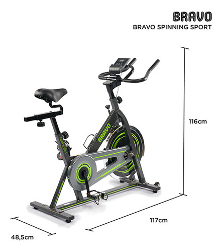 Bicicleta Spinning Bravo Sport C/monitor Pedales Ajustables