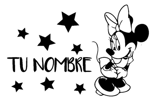 Vinilo Decorativo Minie Mouse Infantil Color Negro