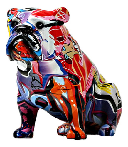 Preciosa Escultura De Perro Bulldog De Resina, Estatua De