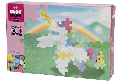 Blocos De Montar Plus Plus Big Pastel Unicorn 50 Peças